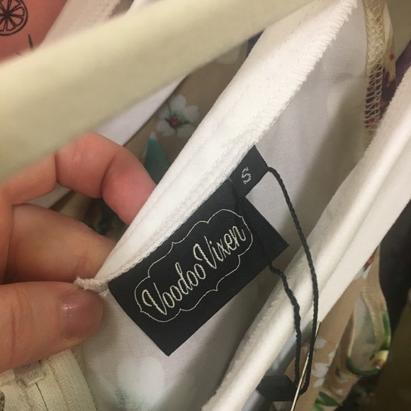 💐Voodoo Vixen Lillian Floral Swing Dress Beige - Picture 6 of 10